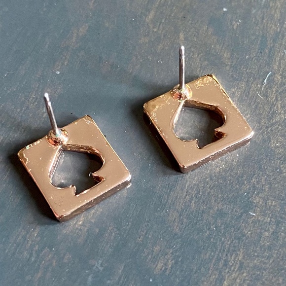 Kate Spade New York Hole Punch Cutout Spade Square Shape Rose Gold Studs - Picture 5 of 6